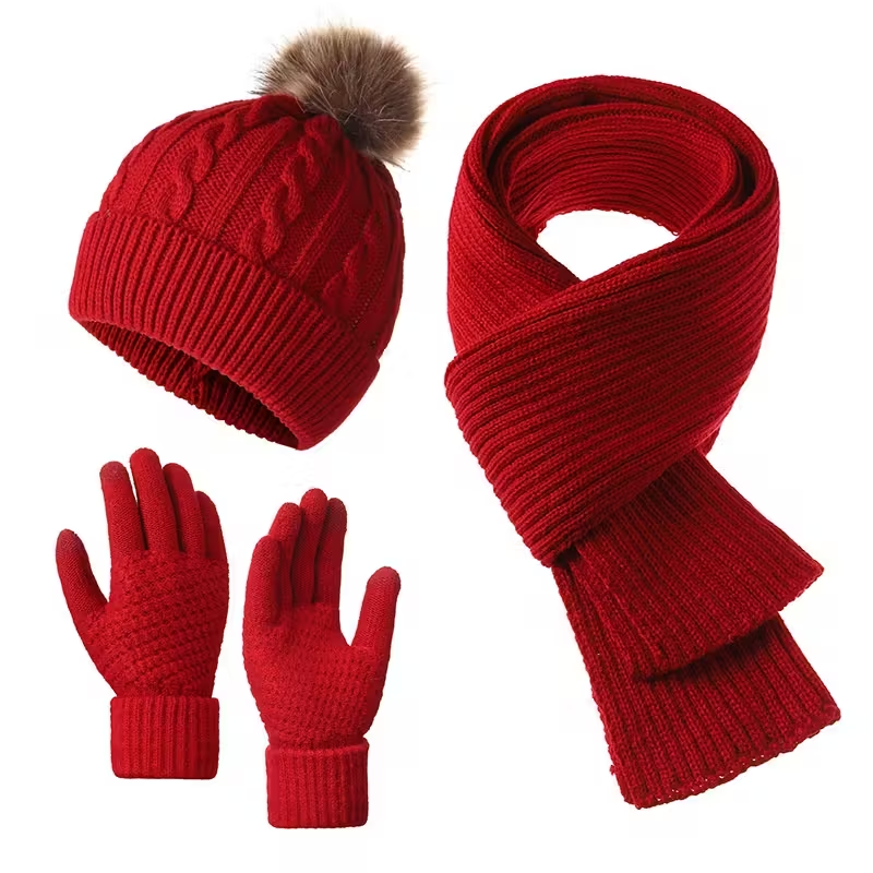 3-piece adult thermal set - winter hat, scarf, and gloves.
