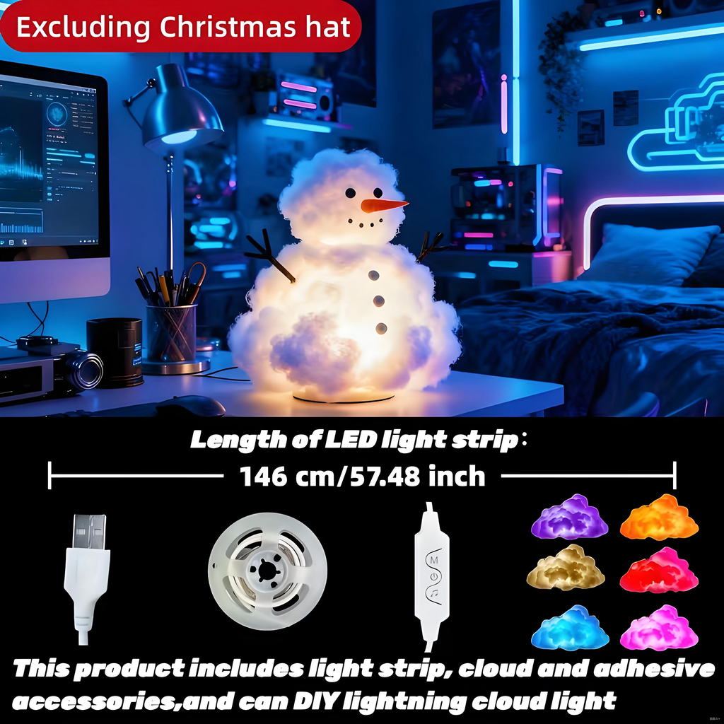 Snowman-shaped cloud lamp