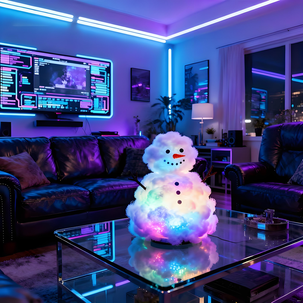 Snowman-shaped cloud lamp