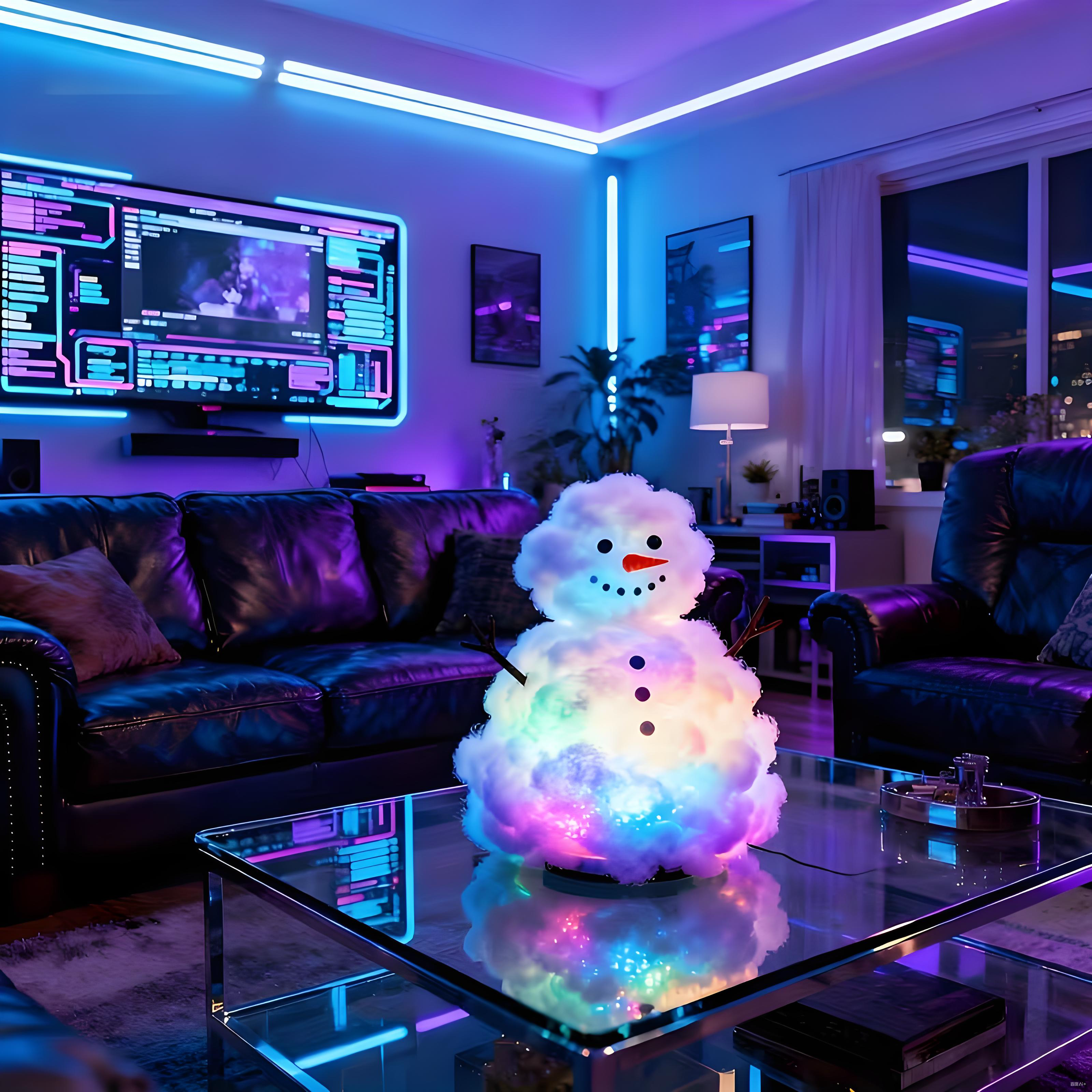 Snowman-shaped cloud lamp