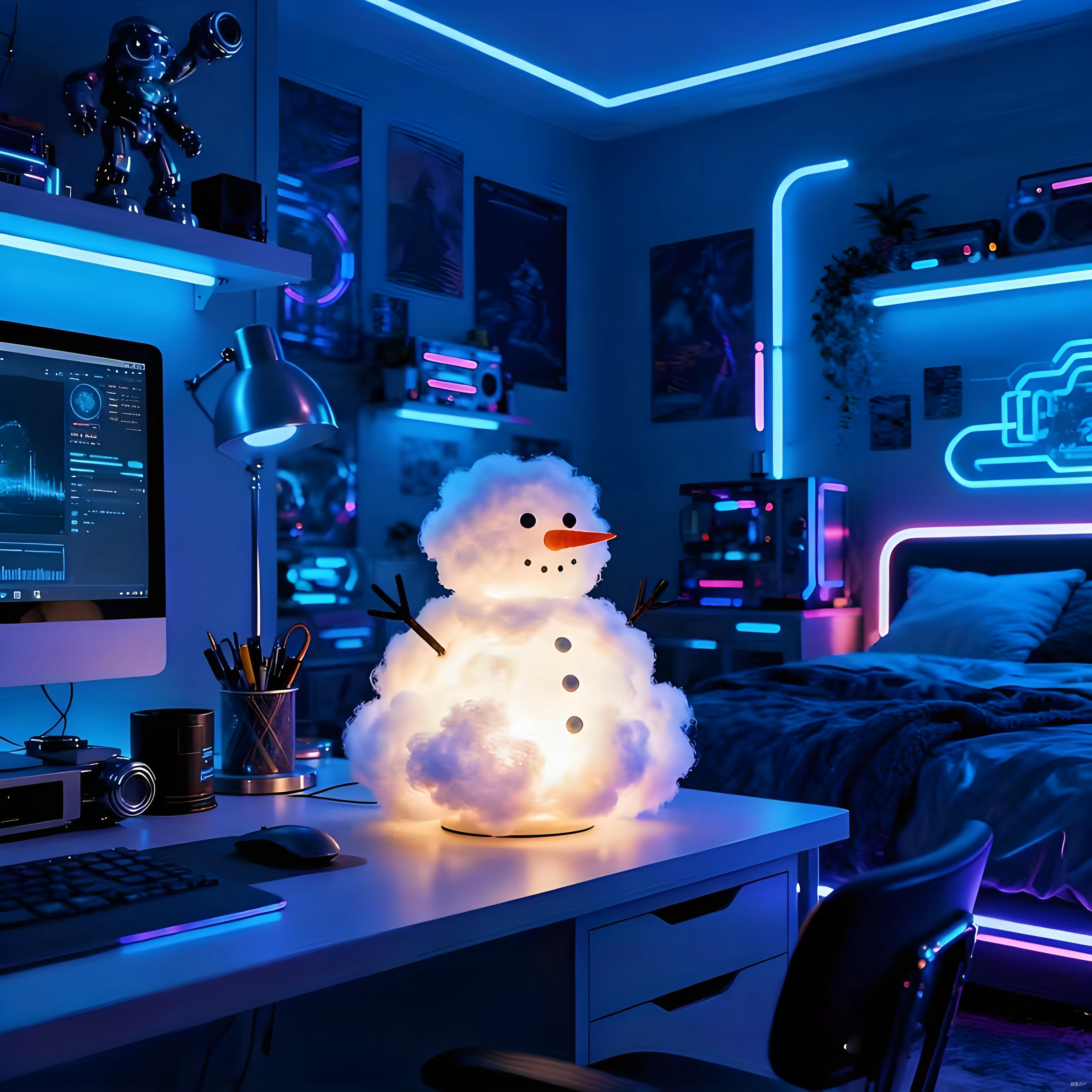 Snowman-shaped cloud lamp