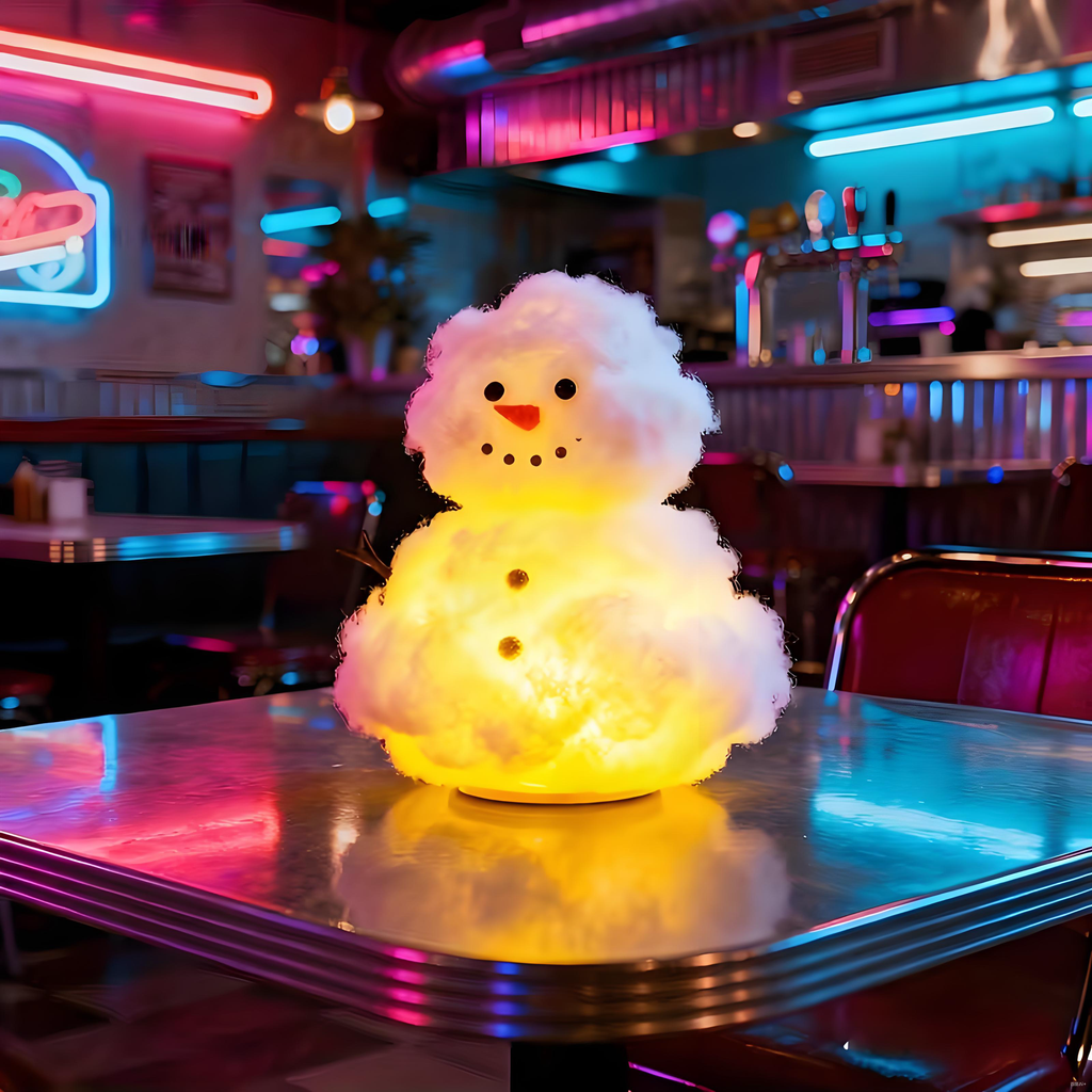 Snowman-shaped cloud lamp