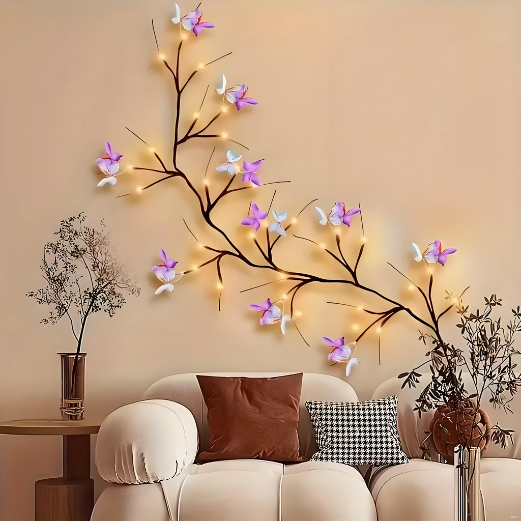 Butterfly and branch-shaped LED lights,
