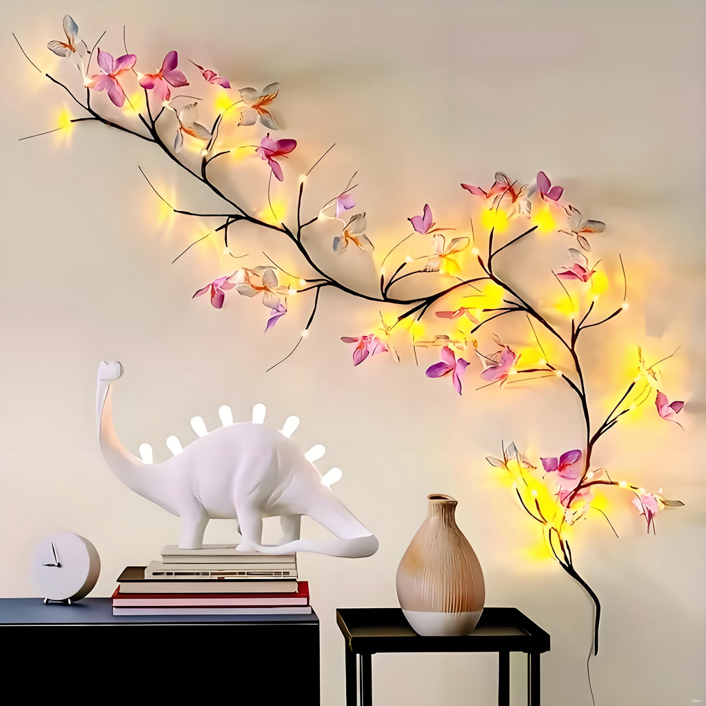 Butterfly and branch-shaped LED lights,