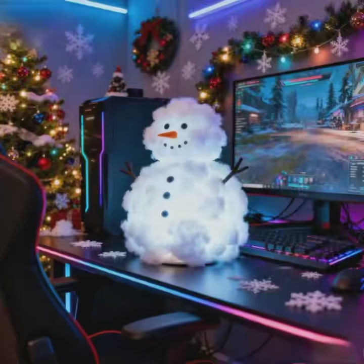 Snowman-shaped cloud lamp